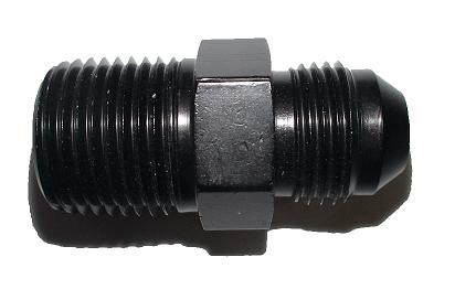 Black anodized, ADAPTOR MALE /MALE STRAIGHT, -8 MALE FLARE TO 1/2